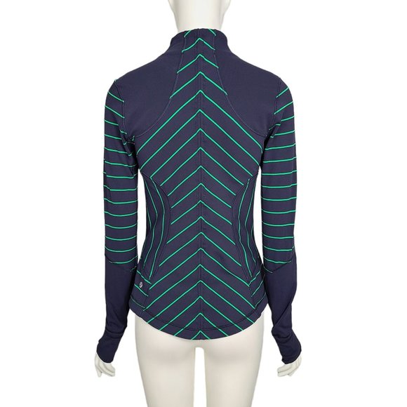 LULULEMON Women's Forme Jacket XS/S Blue Green Striped Cuffins Full Zip Inkwell - Picture 3 of 12